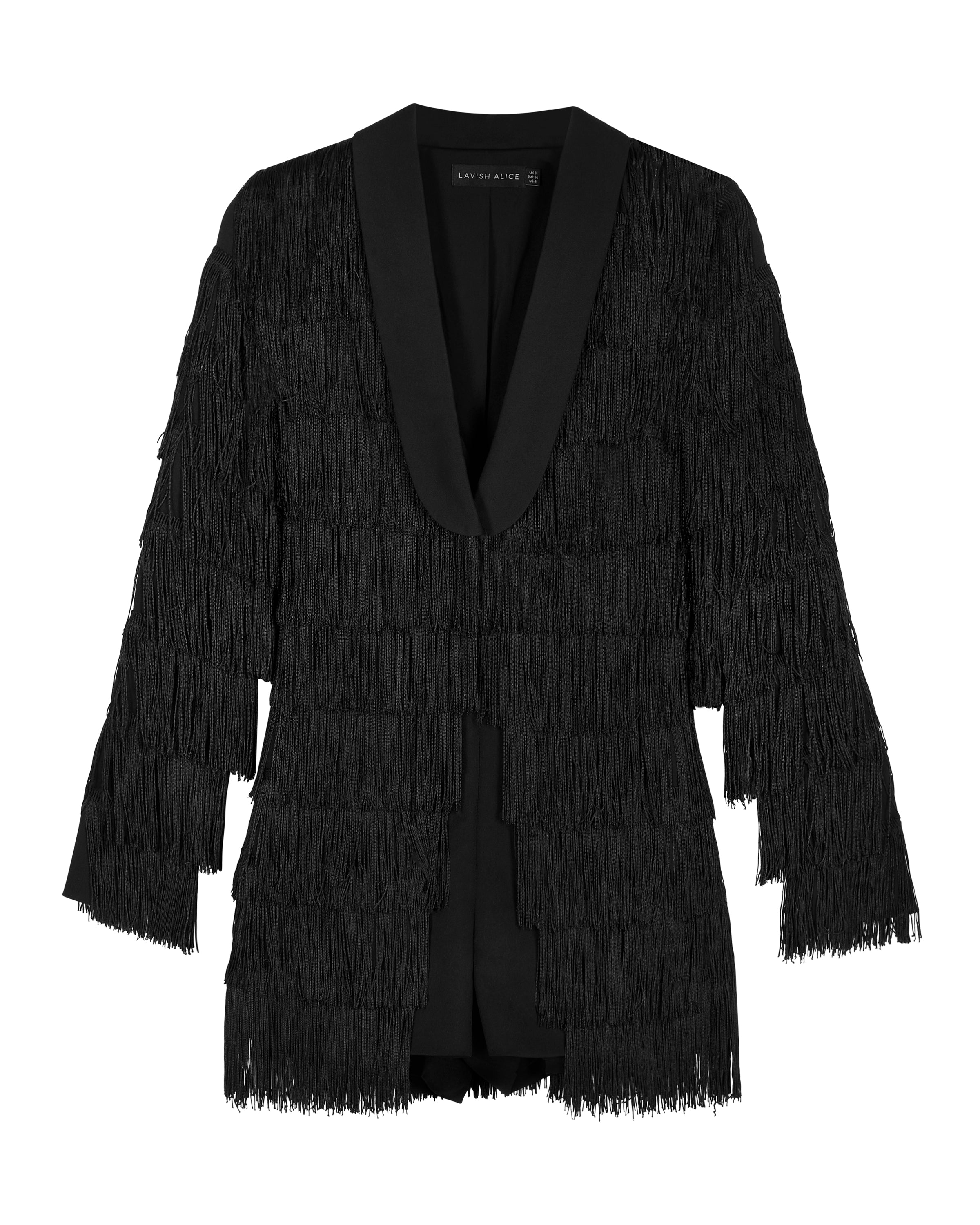 BLACK FRINGE BLAZER PLAYSUIT