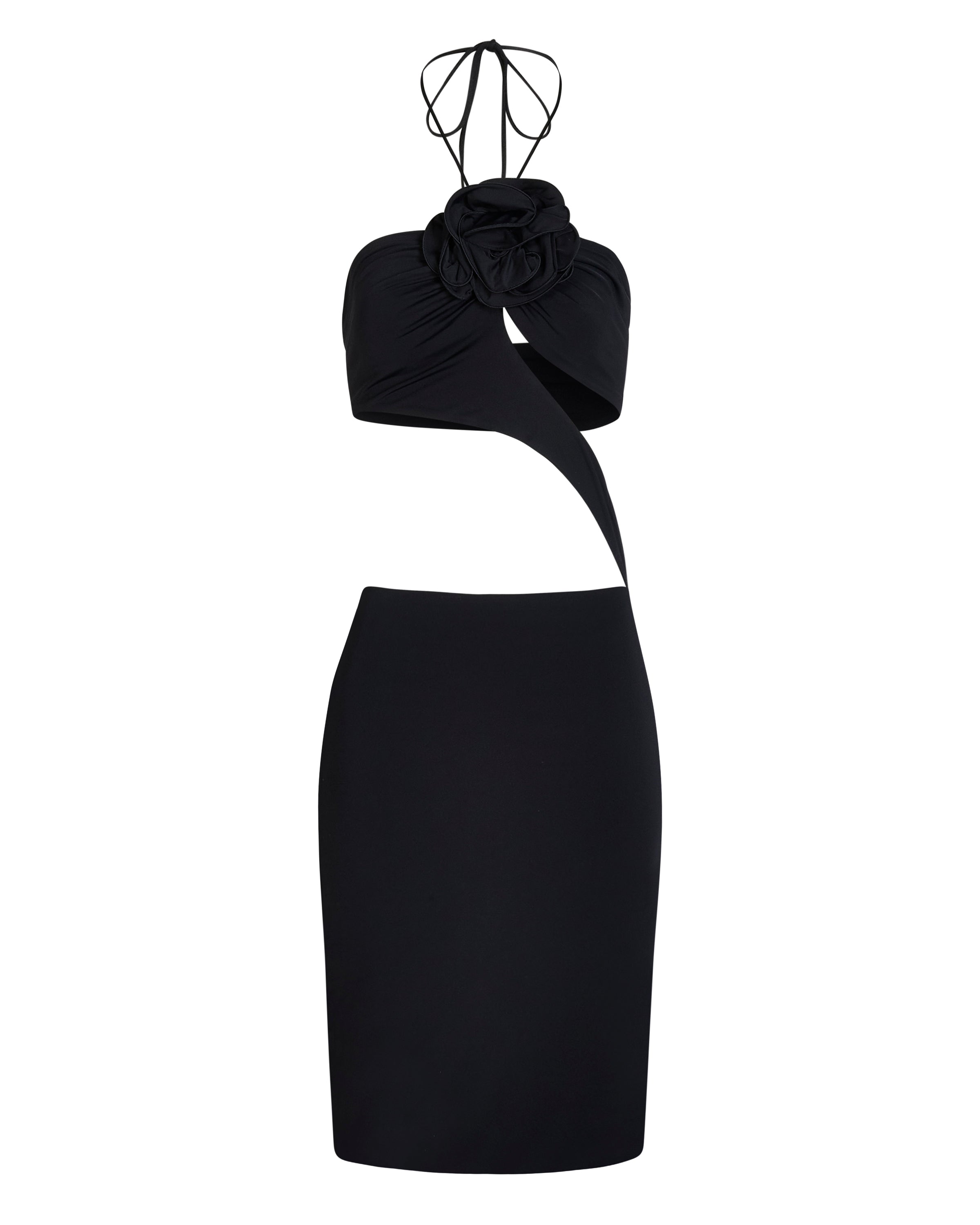 ROSE ASYMMETRIC CUT OUT MIDI DRESS