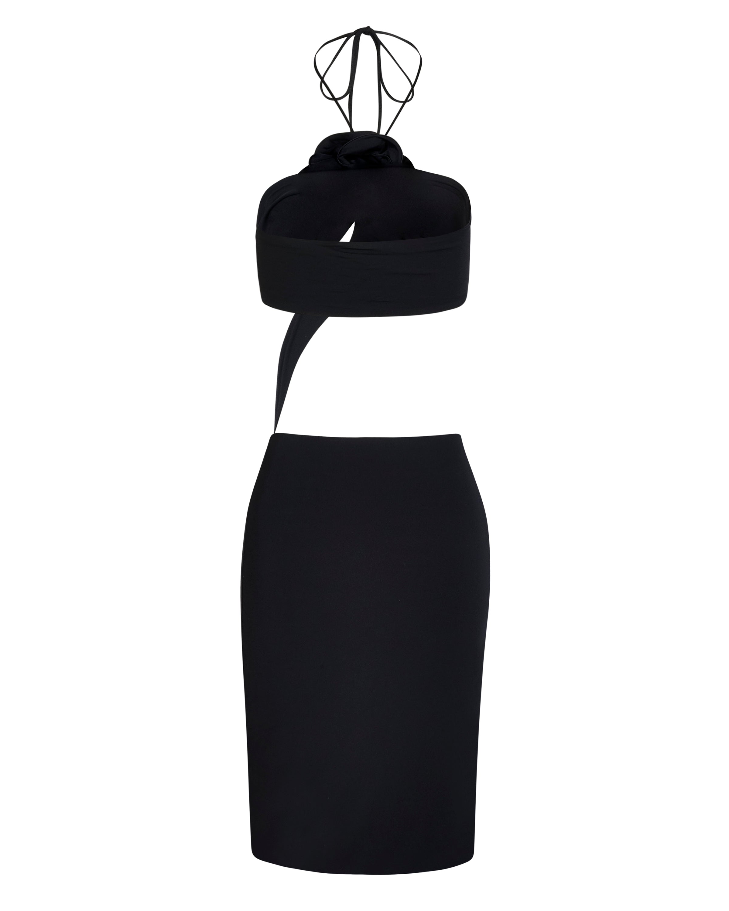 ROSE ASYMMETRIC CUT OUT MIDI DRESS