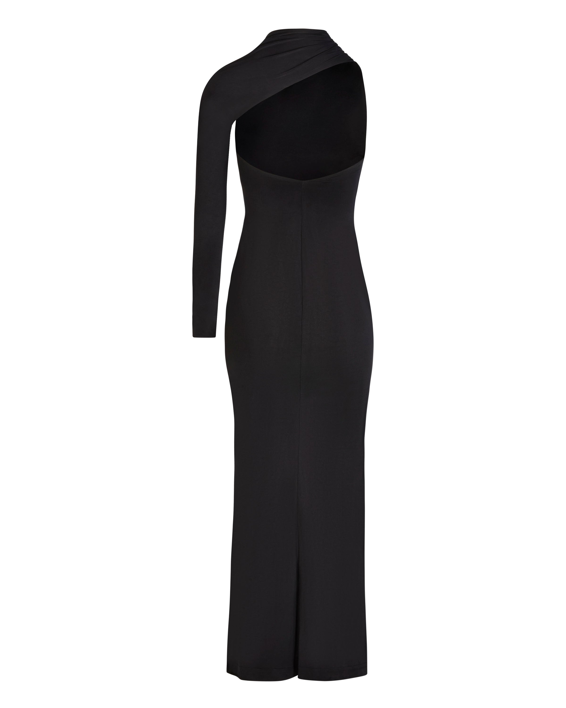 MERVEILLE ONE SHOULDER WRAP MAXI DRESS