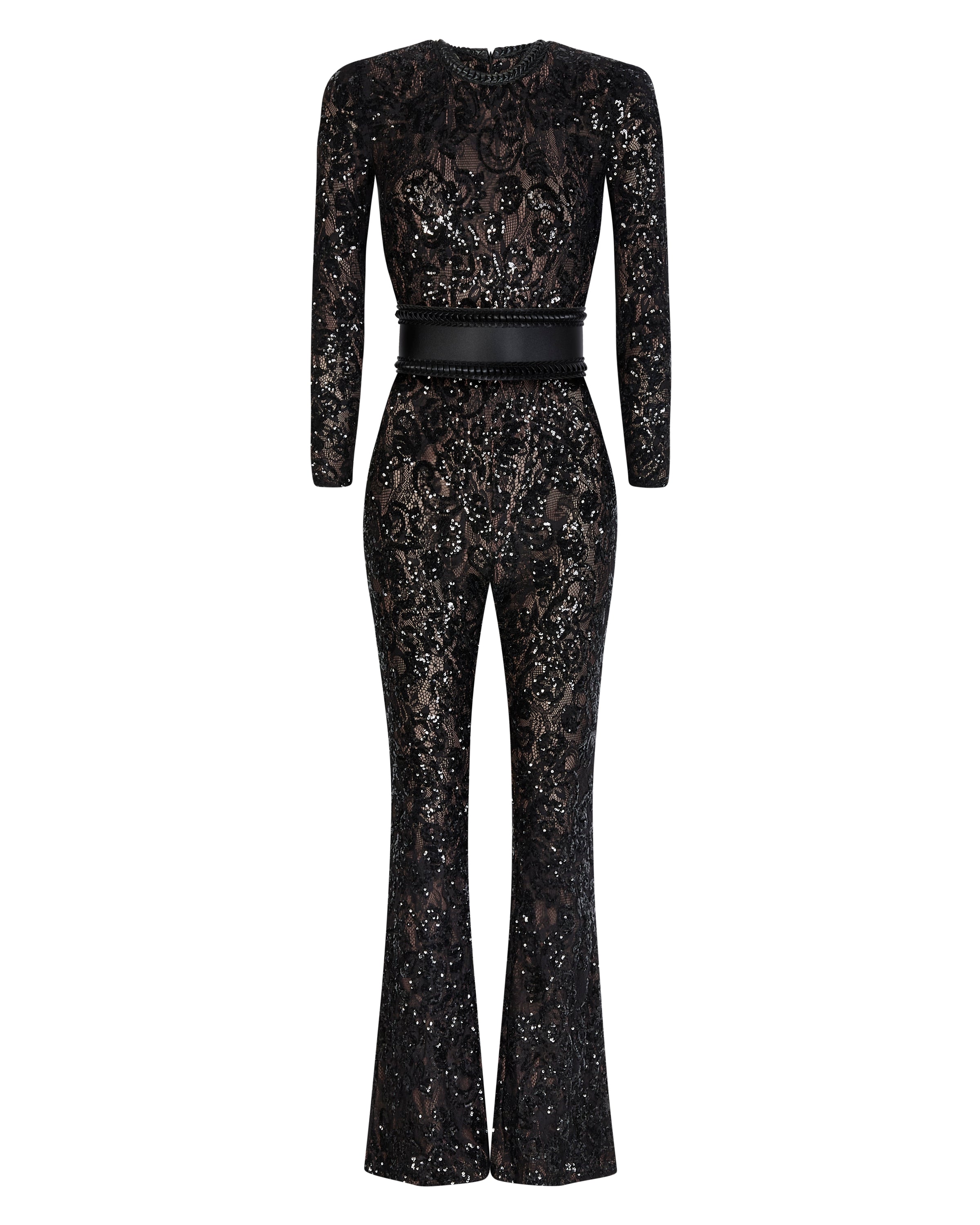 BELLA SEQUIN EMBELLISHED LACE JUMPSUIT