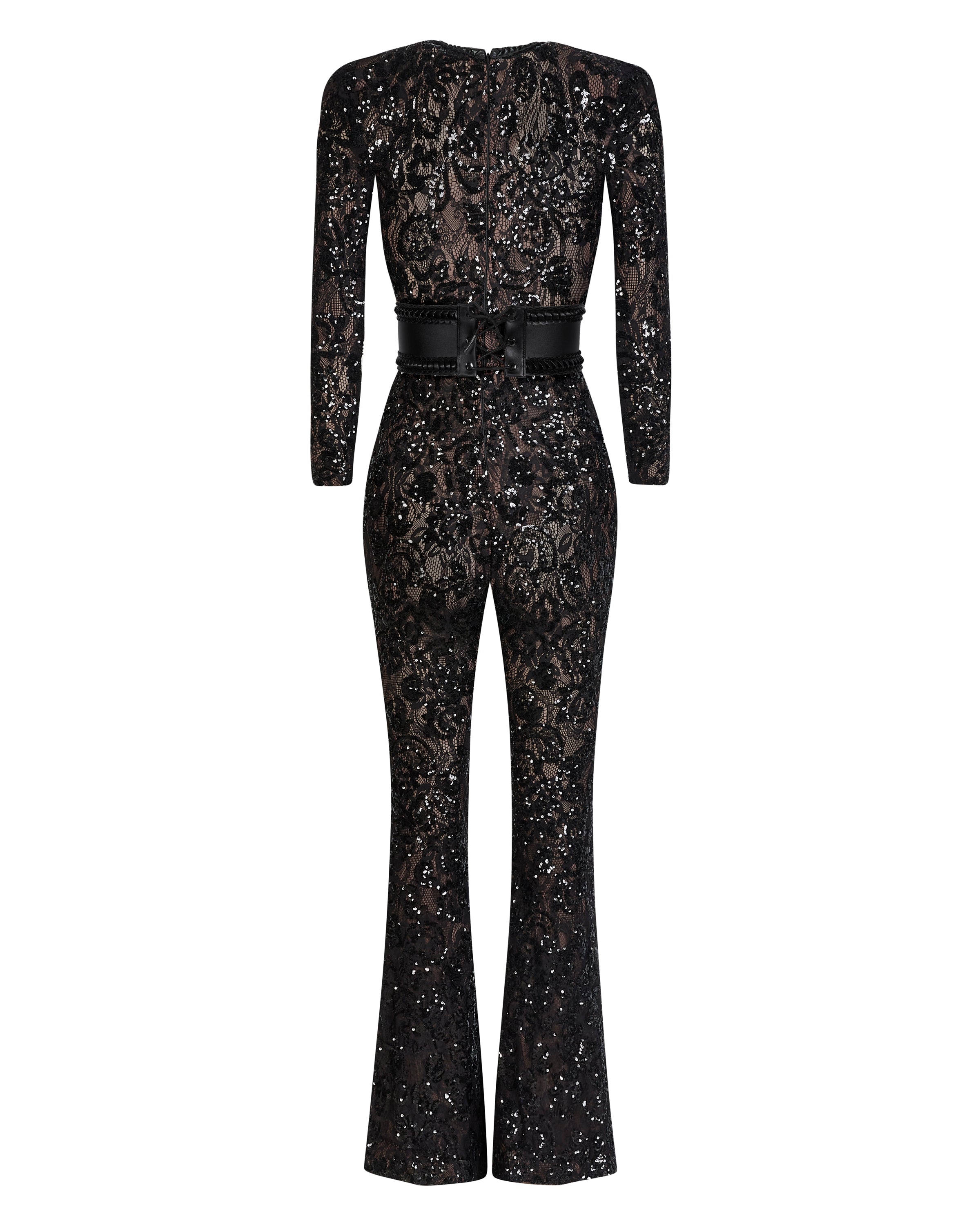 BELLA SEQUIN EMBELLISHED LACE JUMPSUIT